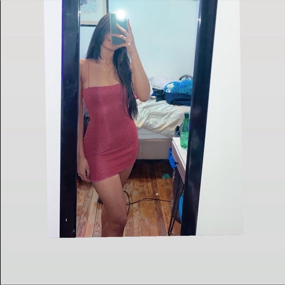 pink sparkly bodycon dress